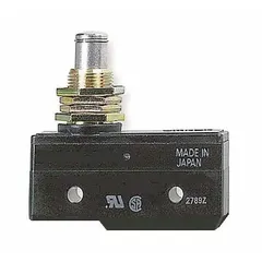 Plunger-actuated snap-action switch with 1NO/1NC contact configuration. Rated for 20 A at 480 V AC. Solder electrical connection. Suitable for position sensing and limit control in industrial automation and machinery.