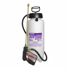 This 3-gallon poly tank sprayer operates at 60 psi with a maximum spray distance of 5 feet. It features an adjustable nozzle and is chemically compatible with acetone dye. Designed for spot application of concrete stains, dyes, and sealants.