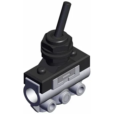 SMC Shuttle Valve: VM100 Series, Toggle Actuator, 2 Ports, 1/8 in NPT - VM Series Manual Air Control Valves