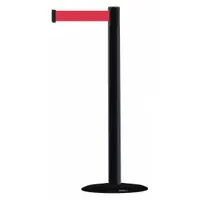 TENSABARRIER Barrier Post with Belt: Red, No Pattern, No Legend, 7 1/2 ft Belt Lg, Black (MPN 875-33-STD-NO-R5X-C)