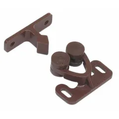 Plastic grab catch with pull opening action. Measures 1/2 in height and 1 1/4 in width. Used to secure cabinet doors, panels, and enclosures in industrial and commercial applications.