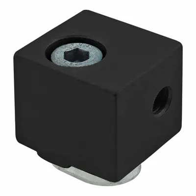 80/20 Panel Mount Block: For Std Panel, Anodized, Black, Aluminum, Metric - Panel Mounting Blocks