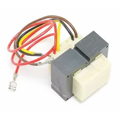 Transformer for HVACR control systems, used to step down voltage for low-voltage controls, relays, and thermostats. Suitable for replacement in heating and ventilation equipment.
