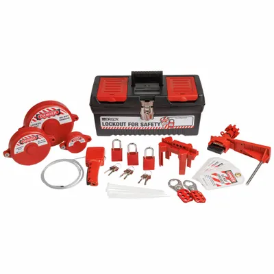 BRADY Portable Valve Lockout Kit, Keyed Different, Nylon Toolbox Case - Portable Valve Lockout Kits