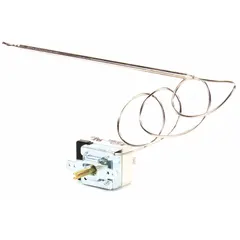 This thermostat is a replacement control for commercial foodservice equipment, regulating temperature in ovens, holding cabinets, and warmers. It ensures precise thermal management to maintain food quality and safety in professional kitchens.