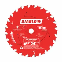 DIABLO Circular Saw Blade: 6 1/2 in Blade Dia., 24 Teeth, 0.06 in Cut Wd, 5/8 in Arbor Size, Combo (MPN D0624X)