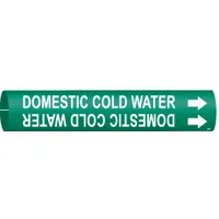 Pipe Marker: Domestic Cold Water, Green, White, Fits 2 1/2 to 3 7/8 in Pipe O.D., 1 Pipe Markers (MPN 4048-C)