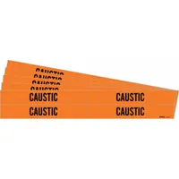 Pipe Marker: Caustic, Orange, Black, Fits 3/4 to 2 3/8 in Pipe O.D., 4 Pipe Markers, 5 PK (MPN 7339-4-PK)