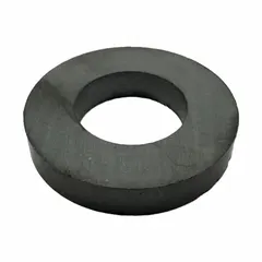 Ring-style ceramic magnet with 3/4 in outside diameter and 0.25 in thickness. Provides 0.36 lbf maximum pull force for light-duty holding, sensing, or positioning in fixtures, jigs, and low-force magnetic assemblies.