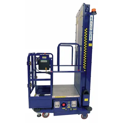 BALLYMORE Mobile Personnel Lift: Battery, Push-Around, 12 ft Elevated Platform Ht - Push-Around Vertical Lifts