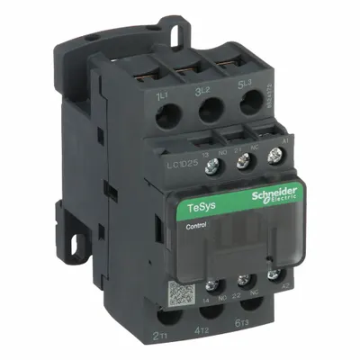 SCHNEIDER Magnetic Contactor: Non-Reversing, 3 Poles, 3NO Contacts, 25 A - Non-Reversing IEC Contactors