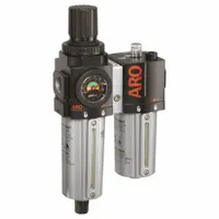 ARO Filter/Regulator/Lubricator: 1/2 in NPT, 172 scfm, 140 psi Max Op Pressure, 5 micron, Metal Bowl (MPN C38341-611)