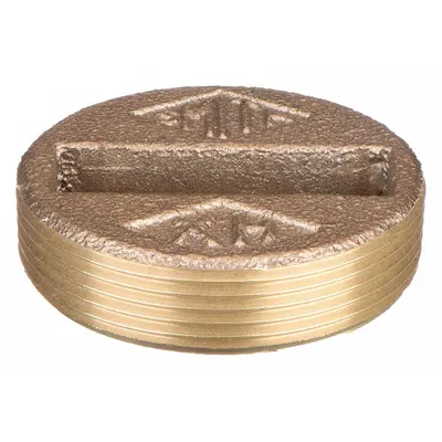 JAY R. SMITH MFG. CO Floor Cleanout: 2 in Overall Dia, 1 in Overall Ht, Cast Bronze - Cleanout Plugs
