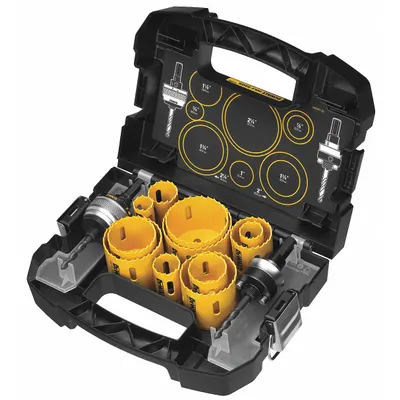 DEWALT Hole Saw Kit: 13 Pieces, 1 3/4 in Max. Cutting Dp, Bi-Metal - Multi-Material-Cutting Hole Saw Kits