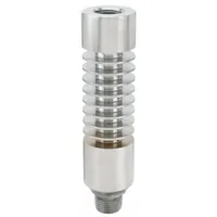 Finned siphon made from 316 stainless steel with 1/2 in NPT connections and 6 in length. Rated for maximum internal pressure of 3,000 psi at 700°F. Used to protect pressure instruments from high-temperature media by dissipating heat through the fins, commonly applied in steam and process piping systems