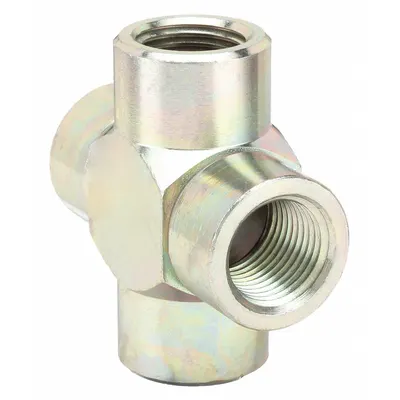 AEROQUIP Hydraulic Hose Adapter: 3/8 in x 3/8 in x 3/8 in x 3/8 in Fitting Size - NPTF-to-NPTF Steel Hydraulic Hose Adapters