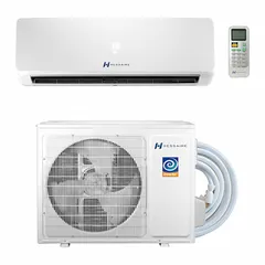 Wall-mount air handler mini-split system for heating and cooling spaces from 400 sq ft to 600 sq ft. Operates on 115V AC with a capacity range of 4,000 BtuH to 12,000 BtuH. Includes remote control. Suitable for residential and light commercial applications where ducted HVAC is not feasible.