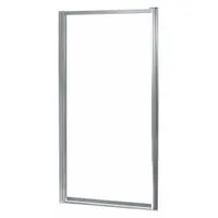 FOREMOST Shower Door: 27 in Min. Door Wd, 29 in Max. Door Wd, 65 in Overall Ht, Clear Tempered Glass (MPN TDSW2965-CL-SV)
