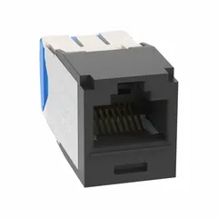 This PANDUIT jack module is a 1-port RJ45 connector designed for Category 6A copper cabling. It is suitable for terminating solid or stranded copper wire in structured cabling systems. The module is black and sold in a 24-pack. Typical applications include high-speed data networks in commercial and industrial environments.