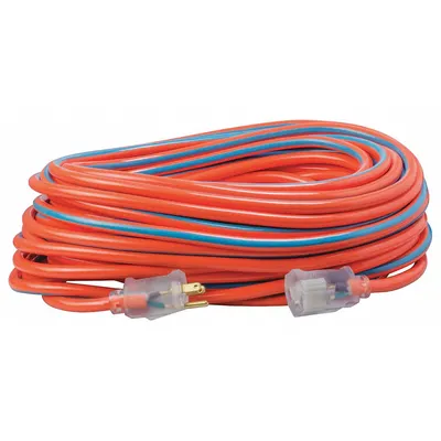 SOUTHWIRE Extension Cord: Outdoor Use, 100 ft Lg, Outlet, 5-15P, 12/3, SJTW, Blue/Orange - Outdoor Extension Cords with Single Outlet