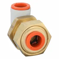 SMC Push-Fit Elbow Fitting: 3/8 in OD x 3/8 in OD Size, Push-to-Connect x Push-to-Connect, Brass (MPN KQ2LE11-00A)