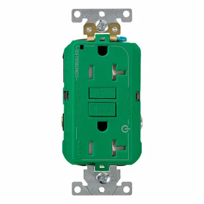 LEVITON Plugs and Receptacles: Duplex, 5-20, Green, GFCI, 125V AC, 20 A - General Purpose Receptacles