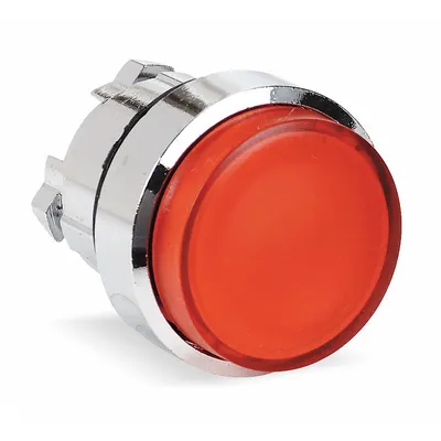 SCHNEIDER Extended Push Button: Red, 22 mm Mounting Size, Metallic - Illuminated Extended-Length Push-Button Operators