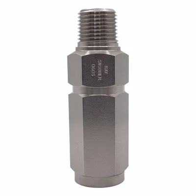 RAY Pressure Gauge Snubber: Stainless Steel, Piston, Stainless Steel NPT - Piston-Type Snubbers for Air, Water & Steam