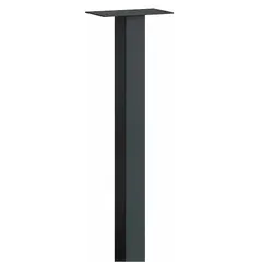 This black powder-coated aluminum post is designed for in-ground mounting of standard residential mailboxes. It measures 60 inches high by 3 1/2 inches wide by 3 1/2 inches deep and includes mounting hardware for installation.