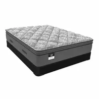This SEALY mattress features a knit fabric cover over a gel foam comfort layer and an innerspring core. It has a soft feel with a 13-inch overall height and 72-inch overall width, suitable for standard king bed frames. The gel foam layer provides pressure relief while the innerspring offers support