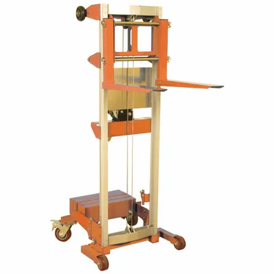WESCO Winch Lift: 350 lb, 22 1/2 in L x 4 in W Fork, 47 in L x 29 in W x 68 in H Overall Dim - Counterbalanced Stackers