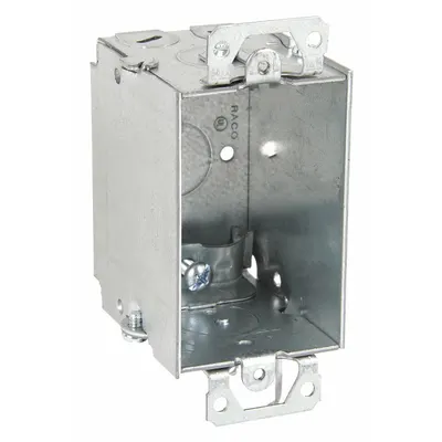 RACO Electrical Box: Steel, Steel Material & Nominal Size, 1 Gangs, 2 1/2 in Box Dp - Cut-In Electrical Boxes