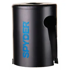 This SPYDER hole saw cuts through wood, metal, plastic, and drywall. It has a 1 3/8-inch diameter, 1 tooth per inch, and a maximum cutting depth of 2 inches. The 5/8"-18 thread size allows attachment to compatible mandrels. Suitable for electrical, plumbing, and HVAC installations.