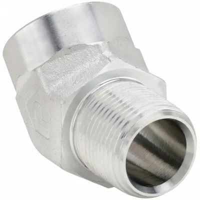 PARKER Metal Pipe Elbow: 45° Elbow, Steel, 1/4 in x 1/4 in - Hydraulic Threaded Extreme-Pressure Pipe Fittings