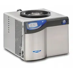 This benchtop freeze dryer is designed for lyophilizing heat-sensitive materials in laboratory settings. It features a 4.5 L dry ice holding capacity and includes a 3-wire electrical cord with plug. The unit does not include a drying chamber or purge valve.