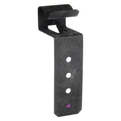Steel box support fastener with silver finish. Overall dimensions 1 in depth by 1 in width. Used to secure electrical boxes in conduit runs for wiring support.