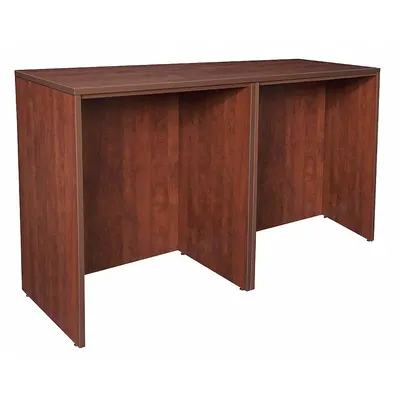 REGENCY Office Desk: Melamine, Cherry, 0 Pedestals, 0 Drawers, 72 in Overall Wd - Counter-Height Desks