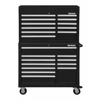 WESTWARD Tool Chest and Cabinet Combination: 22 Drawers, Heavy Duty, Keyed, Black / Powder Coated (MPN 7CY13)