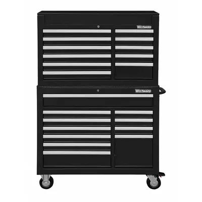 WESTWARD Tool Chest and Cabinet Combination: 22 Drawers, Heavy Duty, Keyed - Heavy-Duty Top Chest & Rolling Cabinet Combos