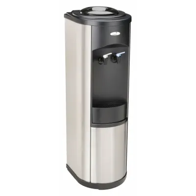 OASIS Bottled Water Dispenser: Freestanding, Top Loading, Cold/Room Temp, Black - Freestanding Bottled Water Dispensers