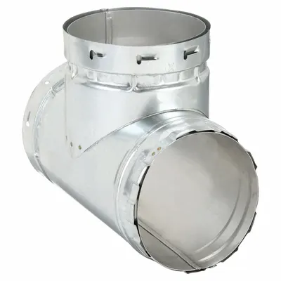 AMERI-VENT Duct Tee: 5 in Duct, 10 in Lg, Steel, Category I - Branches