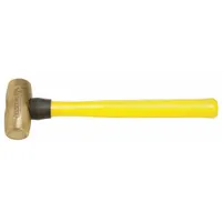 Brass Mallet: Fiberglass Handle, Textured Grip, 3 lb Head Wt, 1 1/2 in Dia, 3 3/4 in Head Lg (MPN AM3BRFG)