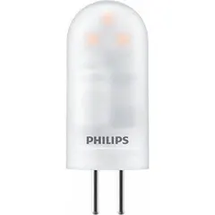 This PHILIPS G4 2-pin capsule LED lamp operates at 12 V with a power consumption of 2 W and delivers 200 lm light output. The compact capsule shape is suited for accent lighting, under-cabinet fixtures, and decorative luminaires where focused illumination and energy efficiency are required.
