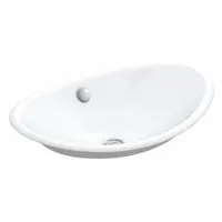 KOHLER Bathroom Sink: White, Cast Iron, 20 3/4 in Overall Lg, 14 1/4 in Overall Wd, 0 Faucet Holes (MPN K-5403-W-0)