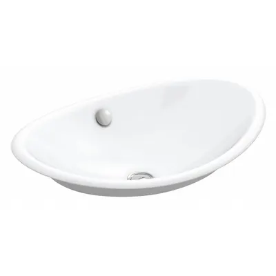KOHLER Bathroom Sink: White, Cast Iron, 20 3/4 in Overall Lg, 14 1/4 in Overall Wd - Above Counter Mount Bathroom Sinks without Faucets