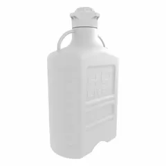 APPROVED VENDOR Dual-Handle Rectangular Plastic Carboy, 50.8 L, White, 120 mm Screw Cap