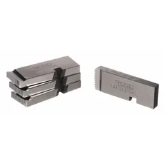 Steel die for threading 1 in to 2 in pipe with NPT right-hand threads. Designed for use with RIDGID Machine Universal heads. Suitable for plumbing, piping, and industrial maintenance threading applications.
