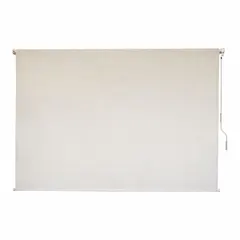 This Regal Series sun shade features a cream fabric with 84% UV protection and a 6 ft height. It uses a pole and crank mechanism for right-side operation and secures with a bungee and hook tie-down system. Suitable for outdoor areas such as patios, decks, or commercial spaces requiring sun protection.