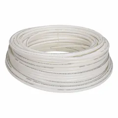 1-inch white PEX Type B tubing supplied in a 500-foot coil. Suitable for general plumbing applications including hot and cold water supply lines, radiant heating systems, and hydronic piping.