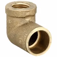 NIBCO Sweat Fitting Elbow: 1/2 in CTS x 3/8 in Pipe, Cup x FNPT, Bronze (MPN 707-3R-LF 1/2X3/8)